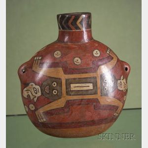 Pre-Columbian Polychrome Pottery Flask