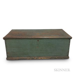 Blue-painted Pine Six-board Chest. 