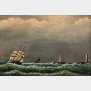 Attributed to Clement Drew (Massachusetts, 1806-1889) Ship Rounding Thacher Island
