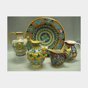 Five Pieces of Italian Decorated Pottery