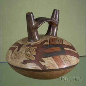 Pre-Columbian Polychrome Pottery Stirrup Vessel