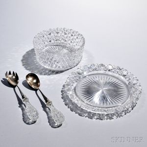 Four Pieces of American Brilliant-cut Colorless Glass Tableware