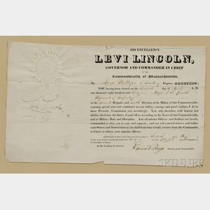 Levi, Lincoln, Sr. (1749-1820) Military Commission Signed, 30 April 1831.