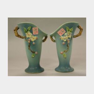 Pair of Roseville Pottery Apple Blossom Vases.