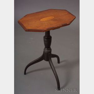 Federal Cherry Octagonal-top Inlaid Candlestand