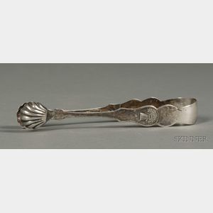 Sheaf of Wheat Pattern Coin Silver Tongs