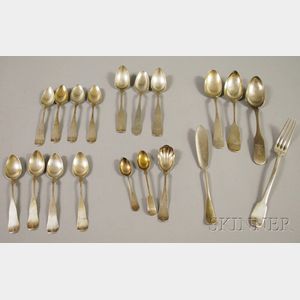 Small Group of Coin and Sterling Silver and Silver-plated Spoons