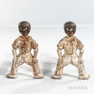 Pair of Cast Iron Figural Andirons