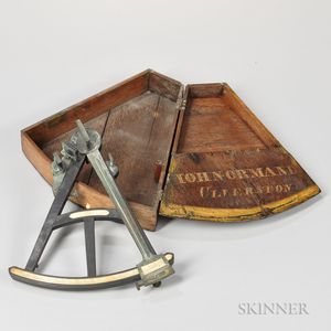 19th Century Octant in a Signed Oak Case