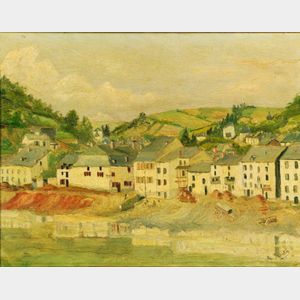 Albert Raty (Belgian, 1889-1970) Village at the River's Edge