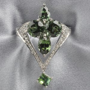 Platinum, Green Tourmaline, and Diamond Ring, Vera Wang