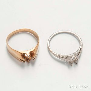 Platinum and 14kt Gold Ring Mounts