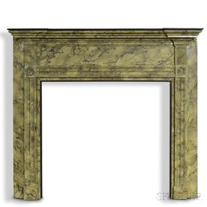 Marbleized and Carved Pine Mantel