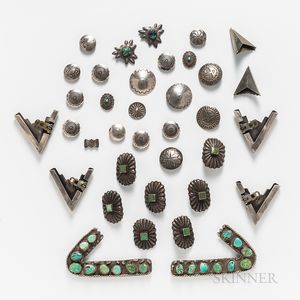 Forty-eight Navajo and Zuni Buttons and Tips