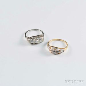Two 18kt Gold and Diamond Rings