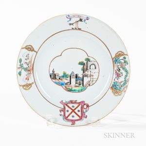 Export Porcelain Armorial Plate Depicting Fort St. George