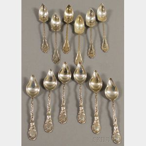 Two Sets of Durgin Sterling Silver Orange Spoons