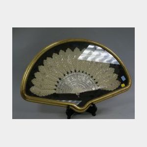 Sequined Carved Ivory Hand Fan
