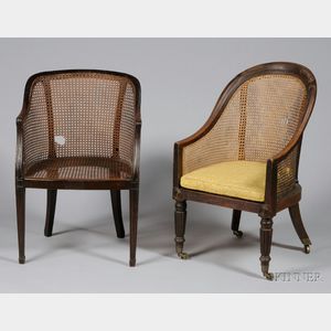 Two Regency Caned Library Chairs