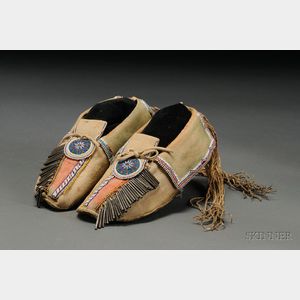 Southern Plains Beaded Hide Moccasins