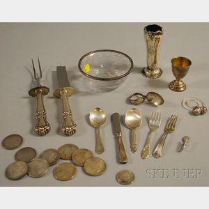 Group of Assorted Silver and Silver-mounted Small Articles and Coins