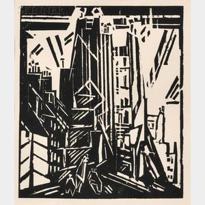 Lyonel Feininger (German/American, 1871-1956) Rue St. Jacques, Paris