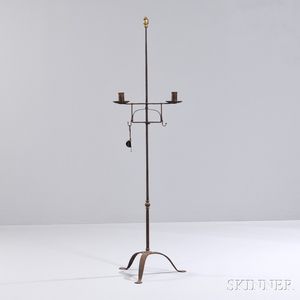 Wrought Iron Adjustable Floor Lighting Device with Snuffer