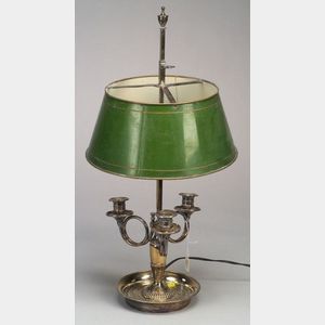 Louis XVI-style Silver Plated Bouilliotte Lamp