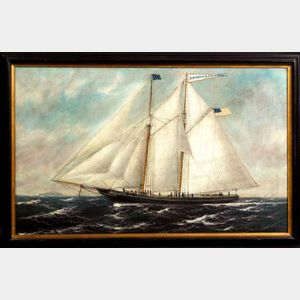 Attributed to William P. Stubbs (American, 1942-1909) Portrait of the Schooner Ambros H. Knight