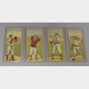 Four 1911 T201 Mecca Cigarettes Double Folder Baseball Cards