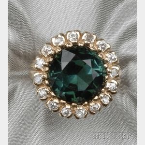 14kt Gold, Green Tourmaline, and Diamond Ring