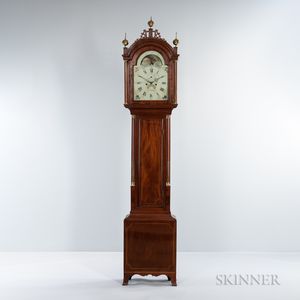 Federal Carved Mahogany and Mahogany Veneer Tall Case Clock