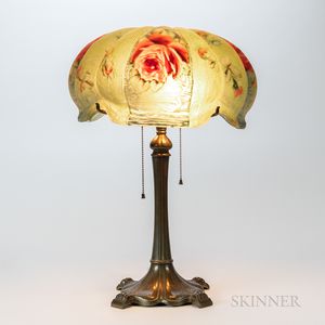 Pairpoint Table Lamp with Red Rose Venice Shade