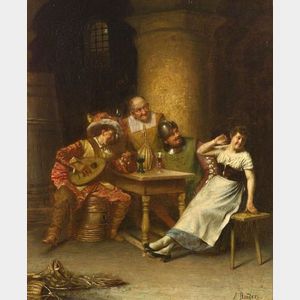 Alois Binder (German, b. 1857) The Barmaid's Serenade