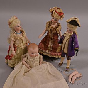 Four Small All Bisque Dolls