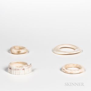 Shell Bracelet and Three Shell Rings