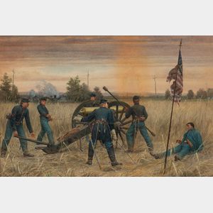 Julian Scott (New Jersey/Vermont, 1846-1901) Union Artillery Crew in Battle