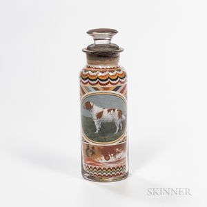 Patriotic Sand Picture in a Bottle with Irish Red and White Setter Dog and "Christmas,"