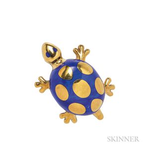 18kt Gold and Lapis Turtle Brooch, Tiffany & Co.