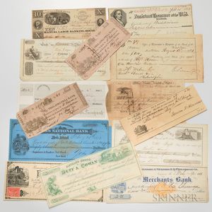 Small Group of Banknotes, Checks, and Receipts
