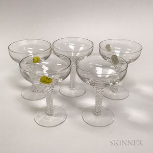 Set of Five Stuart Colorless Glass Champagne Coupes
