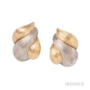 18kt Gold and Platinum Earclips, Henry Dunay