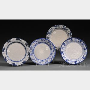 Four Dedham Pottery Salad/Luncheon Plates