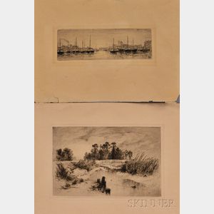 Two Unframed 19th Century Prints: Harbor View