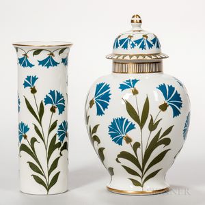 Two Wood & Sons Pate-sur-Pate Decorated Porcelain Vases