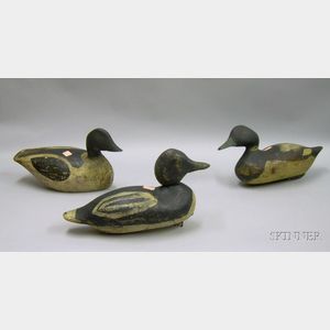 Three Carved and Painted Wooden Duck Decoys.