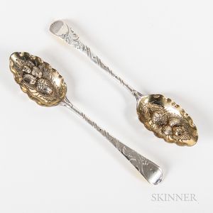 Pair of English Sterling Silver Berry Spoons