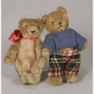 Two Small Tan Mohair Teddy Bears
