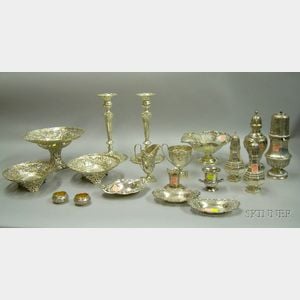 Fifteen Sterling and Four Silver Plated Table Items