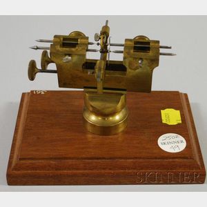 Brass and Steel Triple Depthing Tool by McDuffie for Crom, c. 1980, and a crown wheel gauge